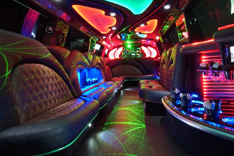 led decor of a party bus